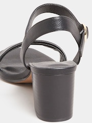 Long Tall Sally Black Faux Leather Block Heel Sandals - Image 5 of 5