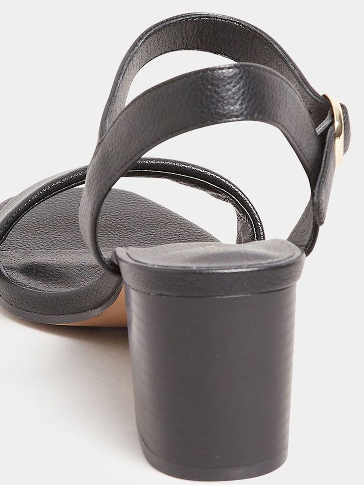 Long Tall Sally Black Faux Leather Block Heel Sandals - Image 5 of 5