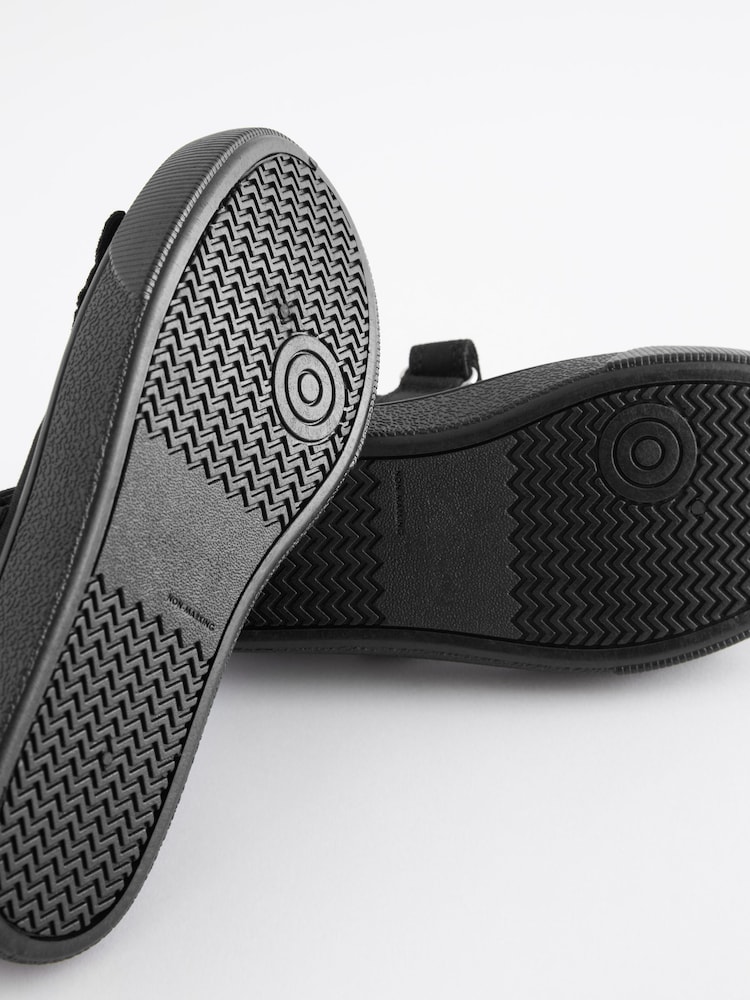 Black Standard Fit (F) Butterfly Embroidered School Plimsoll Shoes - Image 7 of 7
