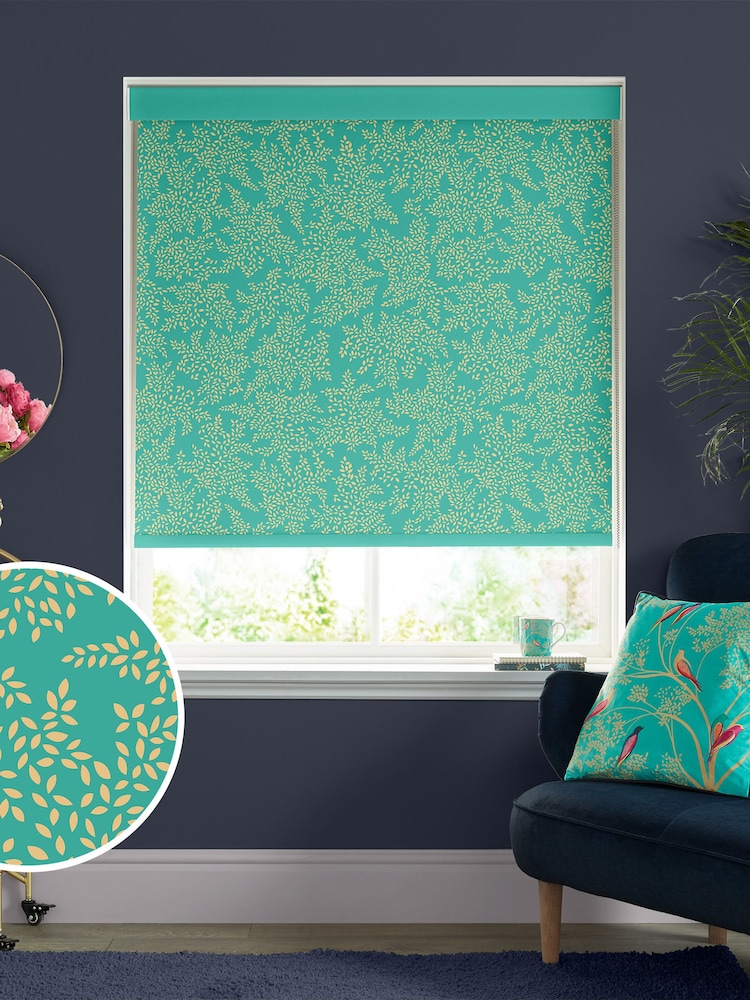 Sara Miller Green Little Leaves Made to Measure Roller Blinds - Image 1 of 6