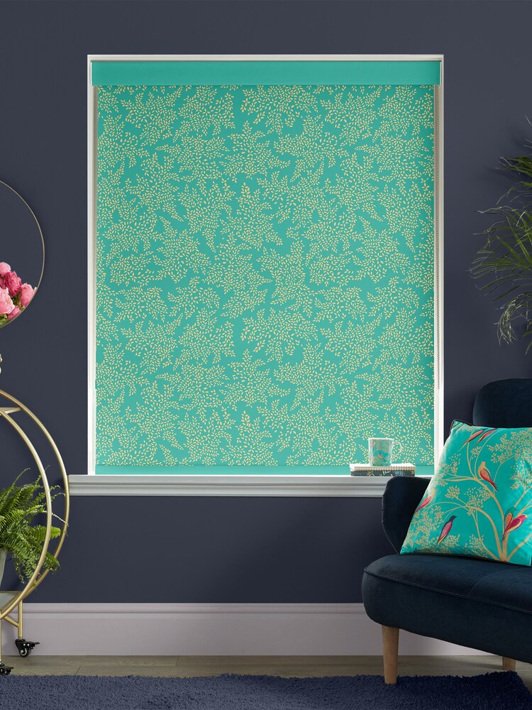 Sara Miller Green Little Leaves Made to Measure Roller Blinds - Image 2 of 6
