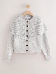 Grey Ribbed Cape Layer Cardigan - Image 1 of 3