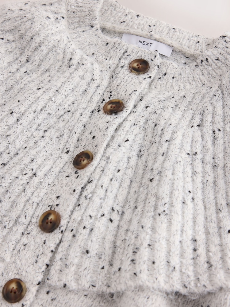 Grey Ribbed Cape Layer Cardigan - Image 3 of 3 Grey Ribbed Cape Layer Cardigan - Image 3 of 3