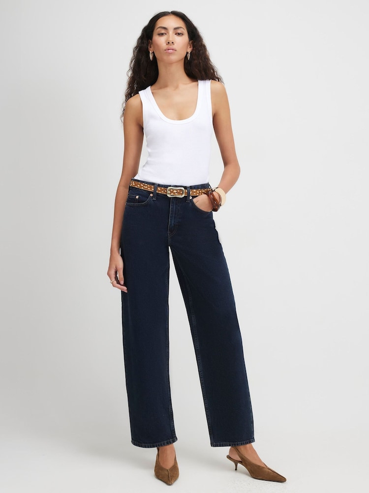 River Island Blue Core Barrel Jeans - Image 1 of 4