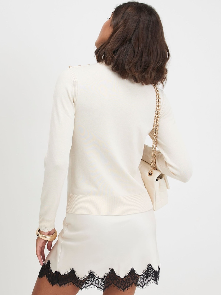 River Island Cream Pretty Trim Top - Image 2 of 4 River Island Cream Pretty Trim Top - Image 2 of 4