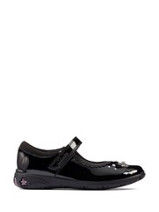 Clarks Black Patent Multi Fit Kids Leather Sea Shimmer Shoes - Image 1 of 10