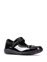 Clarks Black Patent Multi Fit Kids Leather Sea Shimmer Shoes - Image 3 of 10