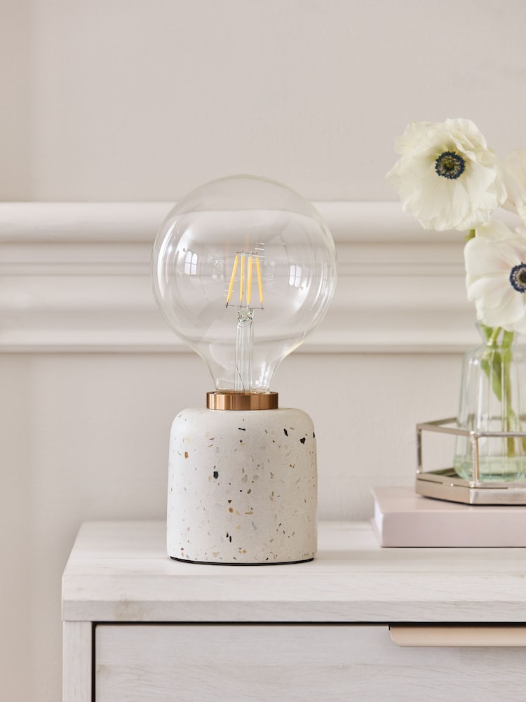 White Terrazzo Rechargeable Touch Wireless Table Lamp - Image 2 of 7