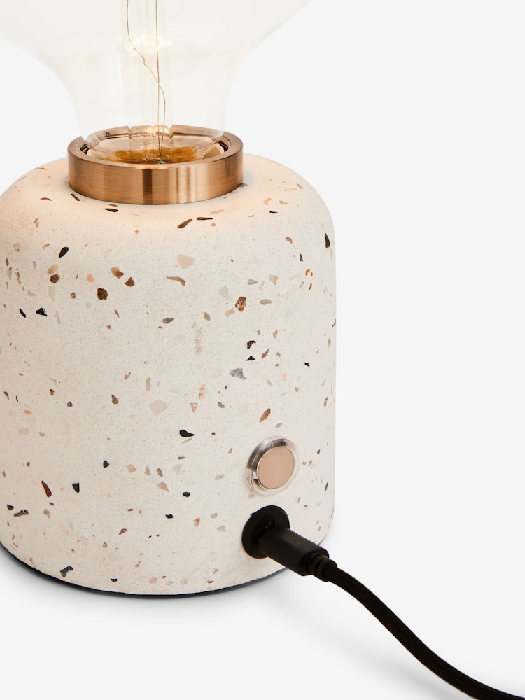 White Terrazzo Rechargeable Touch Wireless Table Lamp - Image 7 of 7