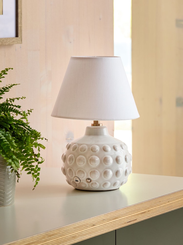 White Bibury Small Rechargeable Wireless Table Lamp - Image 2 of 7