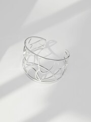 Mood Silver Tone Open Cage Cuff Bangle Bracelet - Image 1 of 2