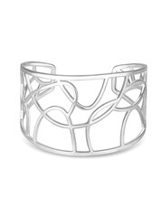 Mood Silver Tone Open Cage Cuff Bangle Bracelet - Image 2 of 2