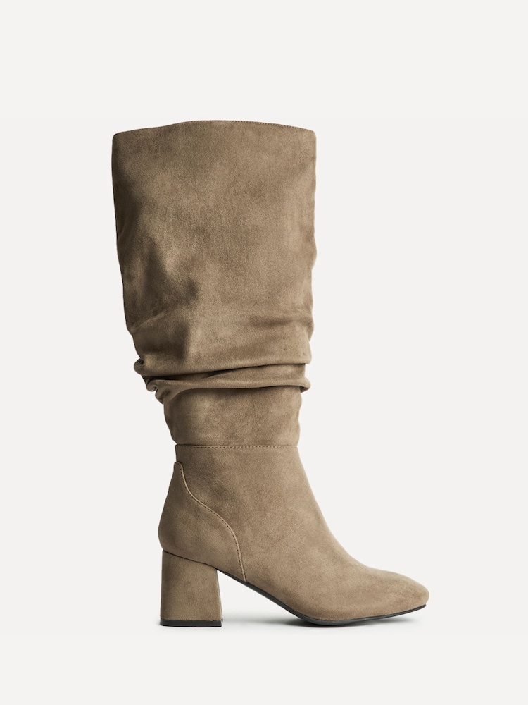 Linzi Dark Brown Inferno Wide Fit Ruched High Leg Boots - Image 2 of 5 Linzi Dark Brown Inferno Wide Fit Ruched High Leg Boots - Image 2 of 5