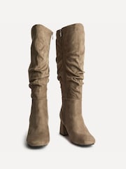 Linzi Dark Brown Inferno Wide Fit Ruched High Leg Boots - Image 3 of 5