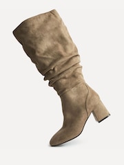 Linzi Dark Brown Inferno Wide Fit Ruched High Leg Boots - Image 4 of 5