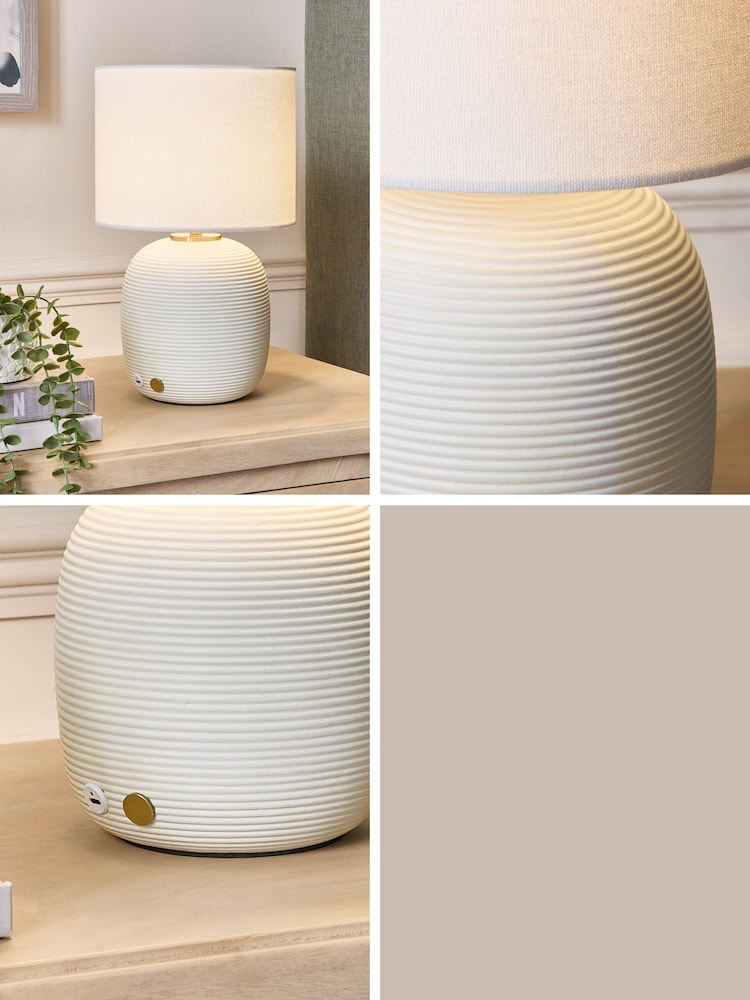 Ivory Hadleigh Rechargeable Touch Wireless Table Lamp - Image 2 of 6