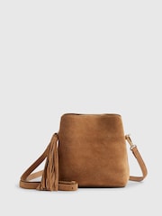 River Island Brown Triple Compartment Tassel Bucket Cross-Body Bag - Image 2 of 6