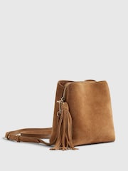 River Island Brown Triple Compartment Tassel Bucket Cross-Body Bag - Image 3 of 6