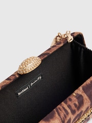River Island Brown Leopard Print Snake Hard Clutch Bag - Image 4 of 4
