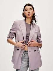 Lilac Purple Oversized Double Breasted Blazer - Image 1 of 7