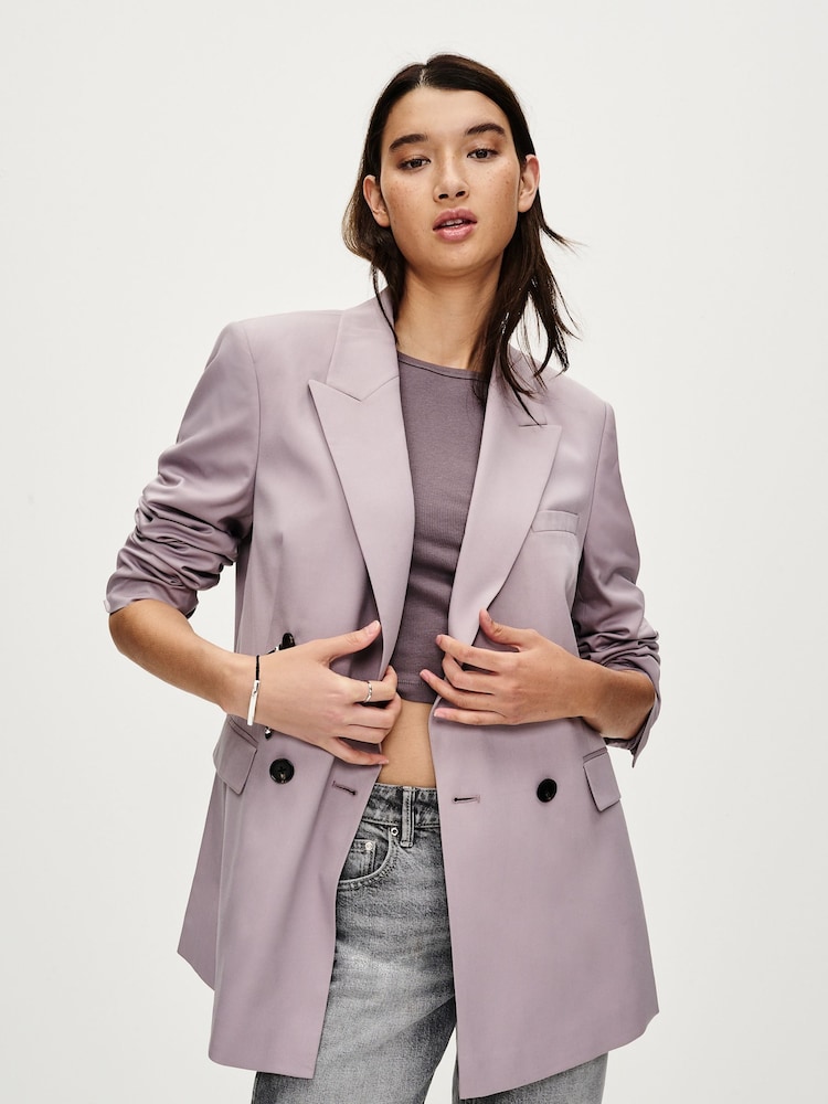 Lilac Purple Oversized Double Breasted Blazer - Image 1 of 7