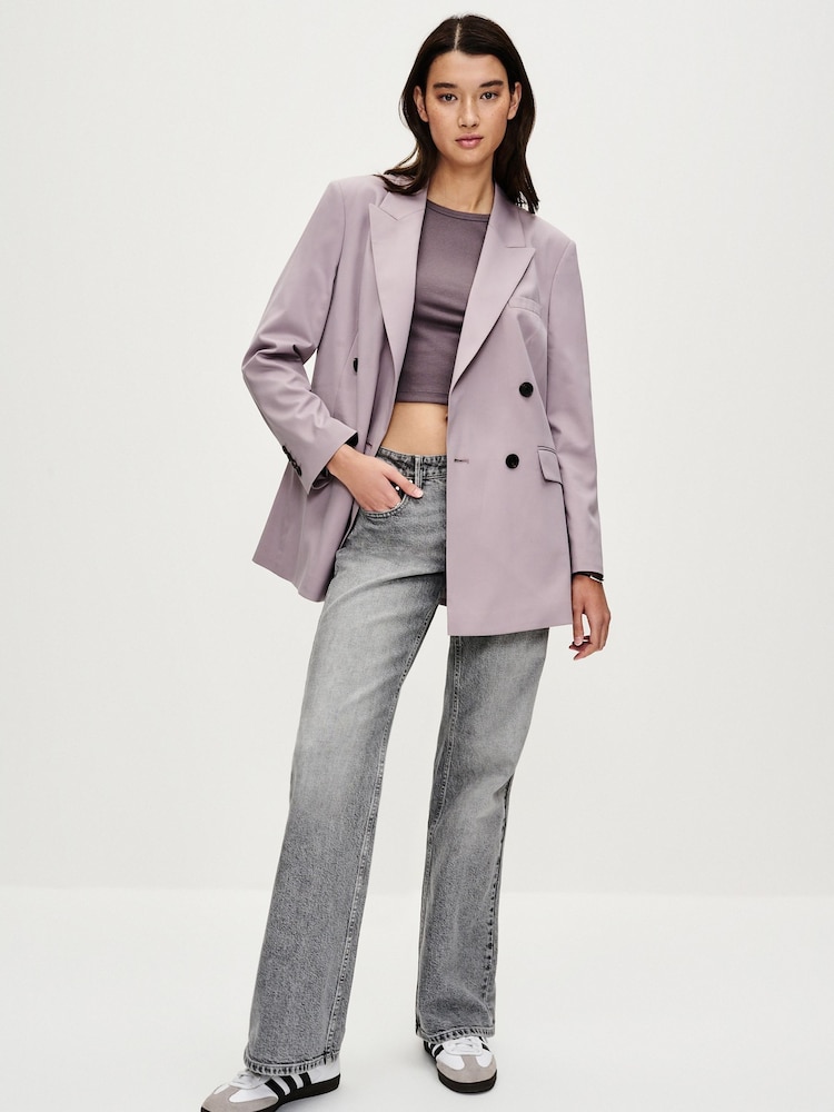 Lilac Purple Oversized Double Breasted Blazer - Image 2 of 7