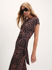 River Island Brown Leopard Textured Tie Side Top - Image 2 of 4
