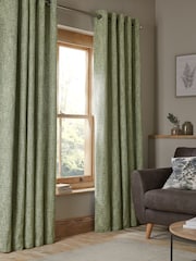 Green Bobble Texture Blackout/Thermal Eyelet Curtains - Image 1 of 5