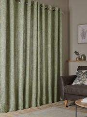 Green Bobble Texture Blackout/Thermal Eyelet Curtains - Image 2 of 5