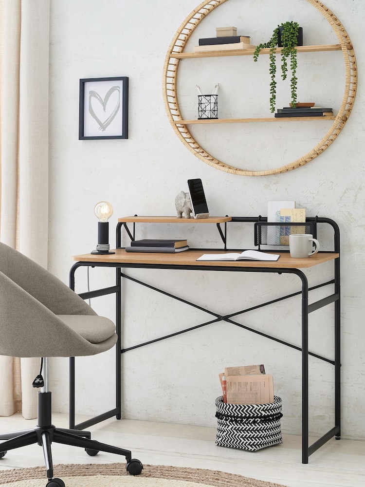 Black Elliot Oak Effect Standard Desk - Image 1 of 6