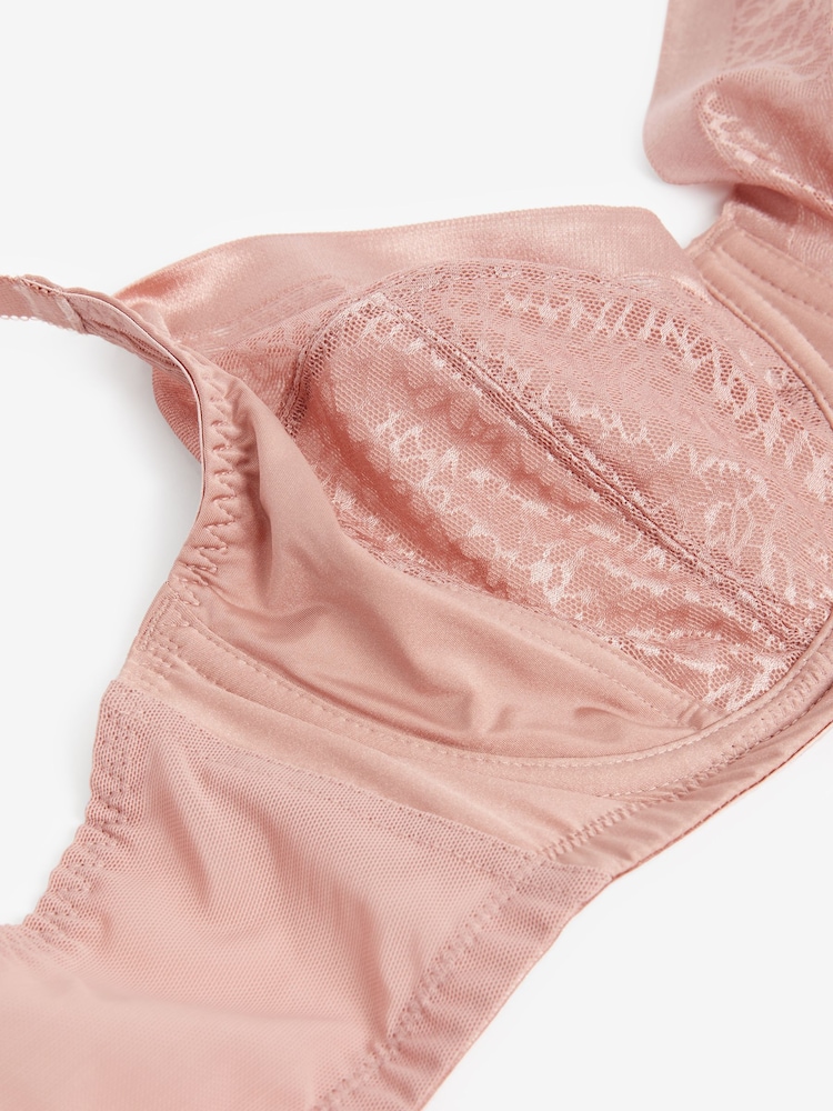 Rose Pink DD+ Non Pad Balcony Smoothing Animal Mesh Underwired with Side Support Bra - Image 7 of 7