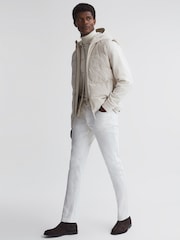 Reiss Ecru Chez Textured Cotton Twin Pocket Overshirt - Image 5 of 5