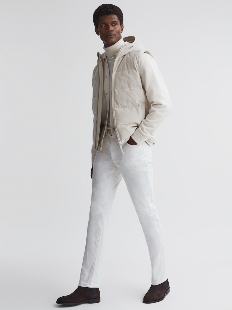 Reiss Ecru Chez Textured Cotton Twin Pocket Overshirt - Image 5 of 5