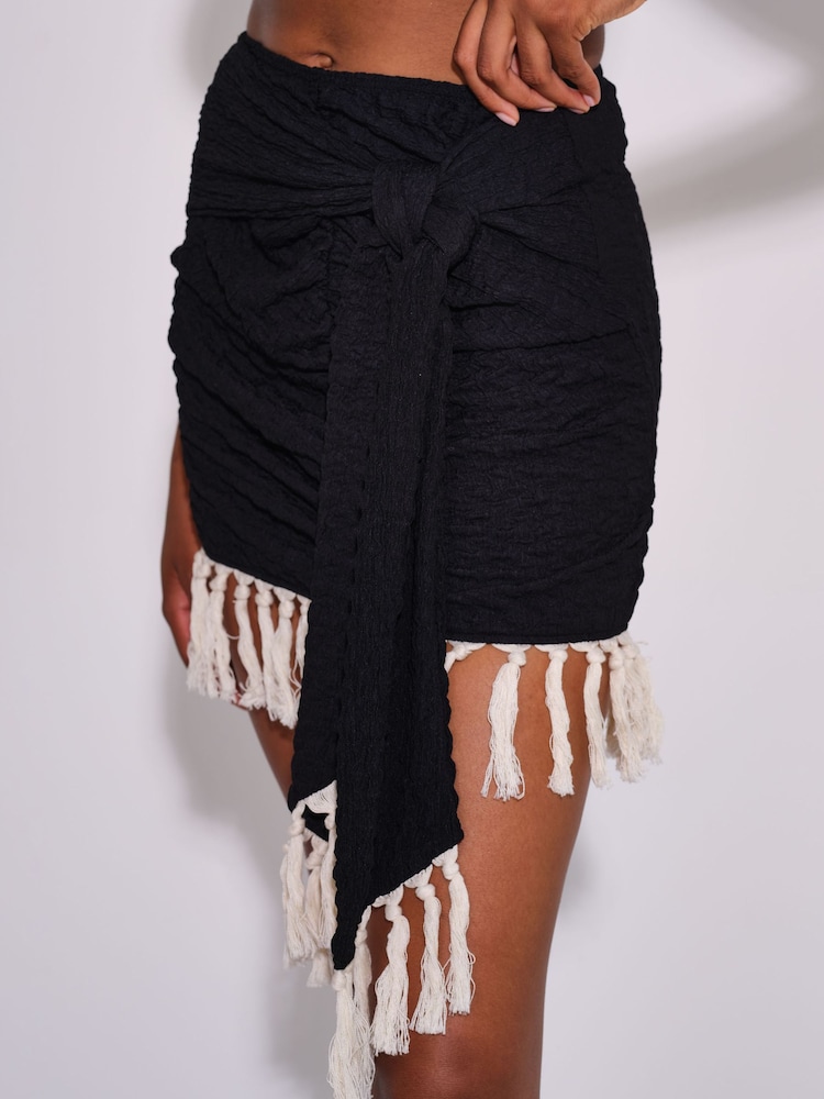 South Beach Fringe Tie Waist Mini Skirt - Obrázek 4 z 4