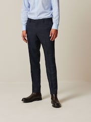 Navy Blue Prince of Wales Tailored fit Check Suit: Trousers - Image 1 of 9