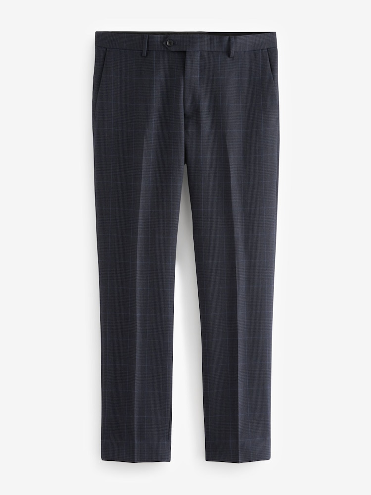 Navy Blue Prince of Wales Tailored fit Check Suit: Trousers - Image 6 of 9