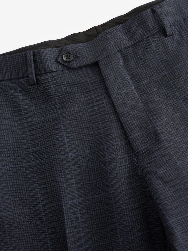 Navy Blue Prince of Wales Tailored fit Check Suit: Trousers - Image 7 of 9