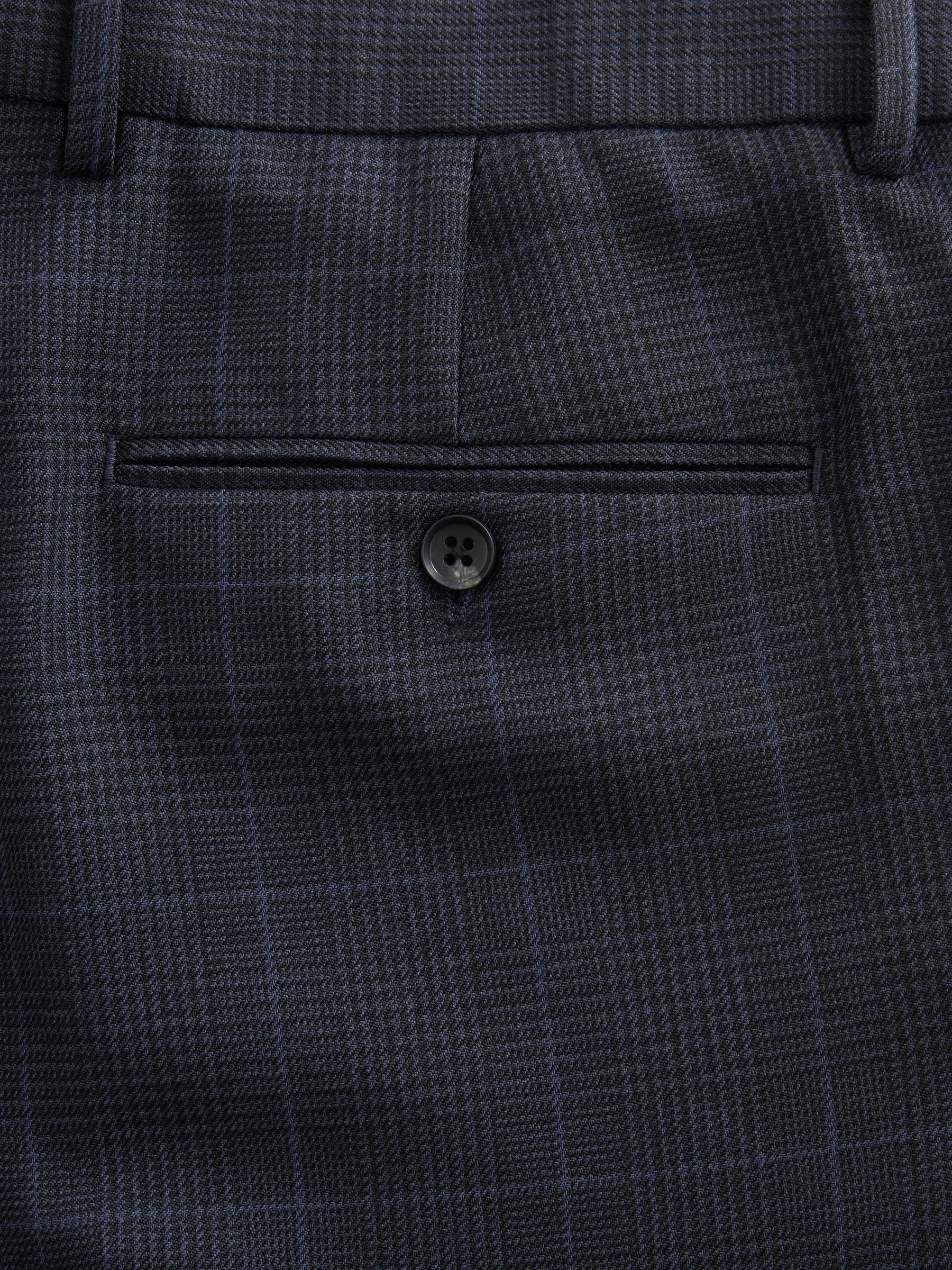 1635 Navy Blue Check Trousers