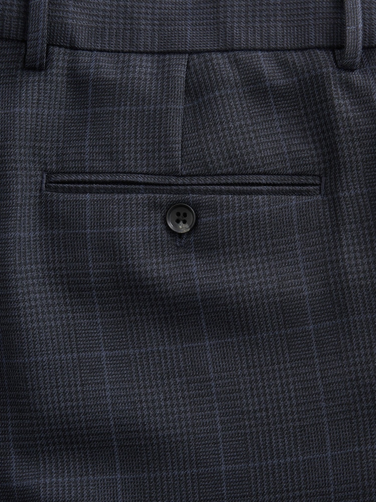 Navy Blue Prince of Wales Tailored fit Check Suit: Trousers - Image 9 of 9