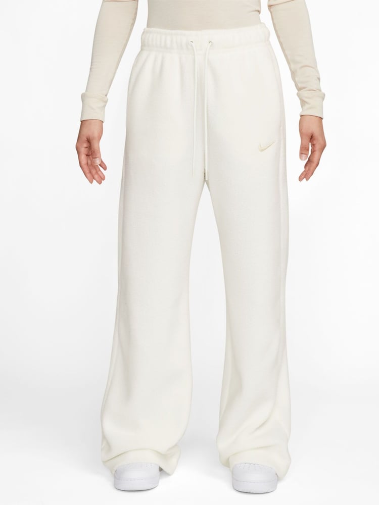 Nike White Borg Wide Leg Joggers - Image 1 of 3