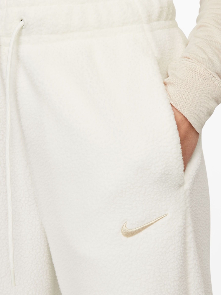 Nike White Borg Wide Leg Joggers - Image 3 of 3