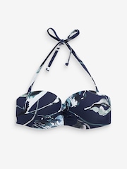Navy Floral Shape Enhancing Bandeau Bikini Top - Image 1 of 1