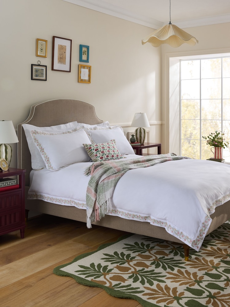 Nina Campbell Clabon Dark Natural Lowndes Upholstered Ottoman Storage Bed Frame - Image 1 of 6 Nina Campbell Clabon Dark Natural Lowndes Upholstered Ottoman Storage Bed Frame - Image 1 of 6