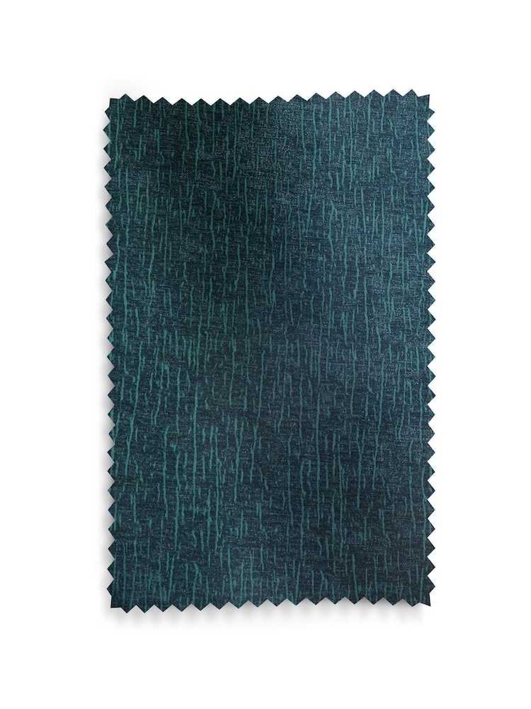 Dark Teal Green Heavyweight Chenille Eyelet Lined Curtains - Image 7 of 7