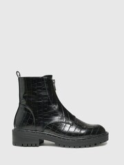 Schuh Ashlyn Croc Front Zip Boots - Image 1 of 4