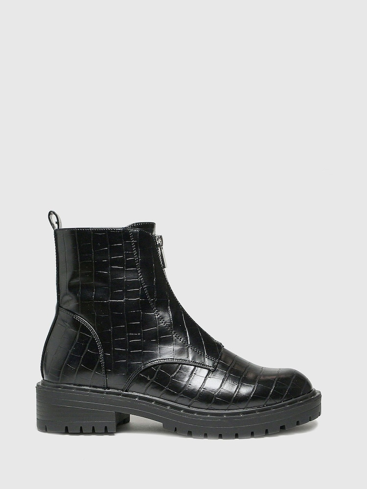 Schuh Ashlyn Croc Front Zip Boots - Image 1 of 4