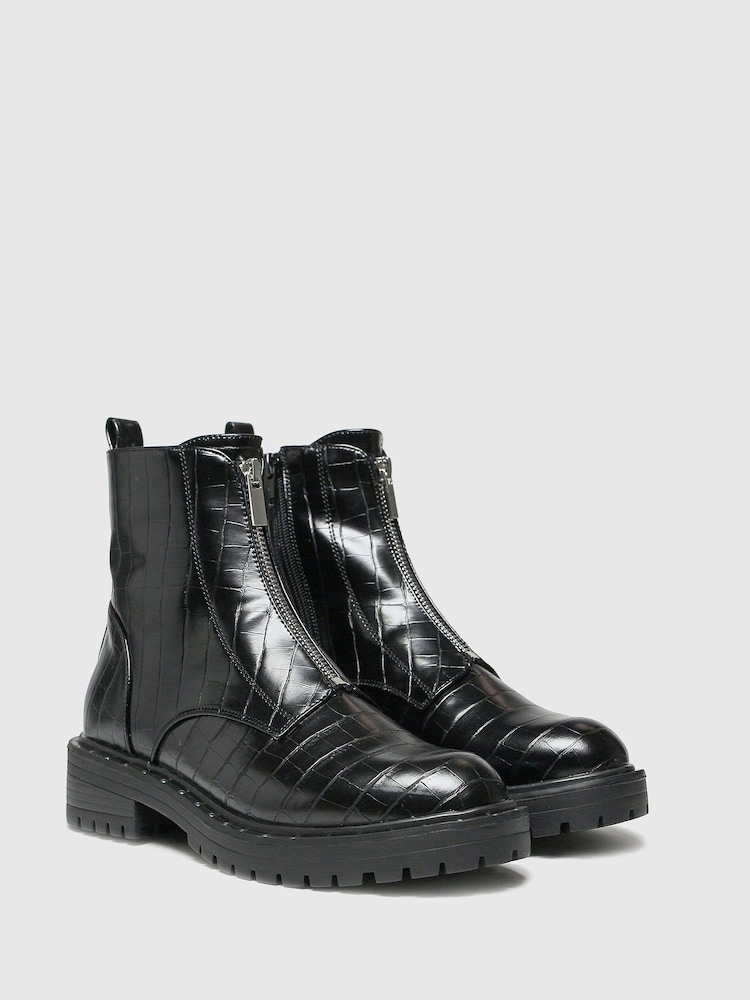 Schuh Ashlyn Croc Front Zip Boots - Image 2 of 4