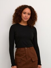 Kaffe Drew Long Sleeve Rib Knit Black T-Shirt - Image 1 of 5