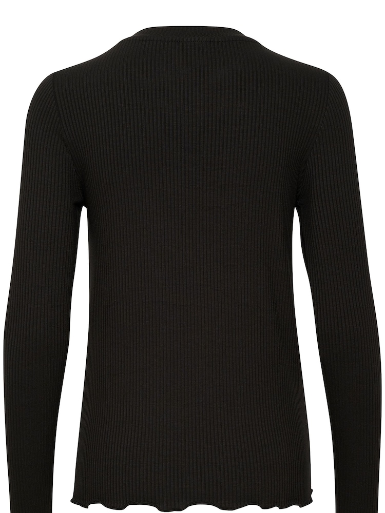 Kaffe Drew Long Sleeve Rib Knit Black T-Shirt - Image 5 of 5