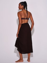 South Beach Brown Crinkle Viscose Fringed Sarong - Image 3 of 5